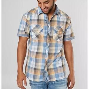 BKE Mens Plaid Pearl Snap Relaxed Fit Button Down Keene Shirt Multicolor Size XL